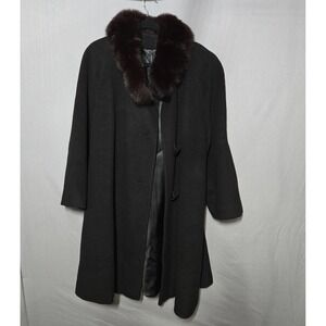 Saks Fifth Avenue Regency Cashmere Blend Coat Fur Collar Vintage Women's Size 8